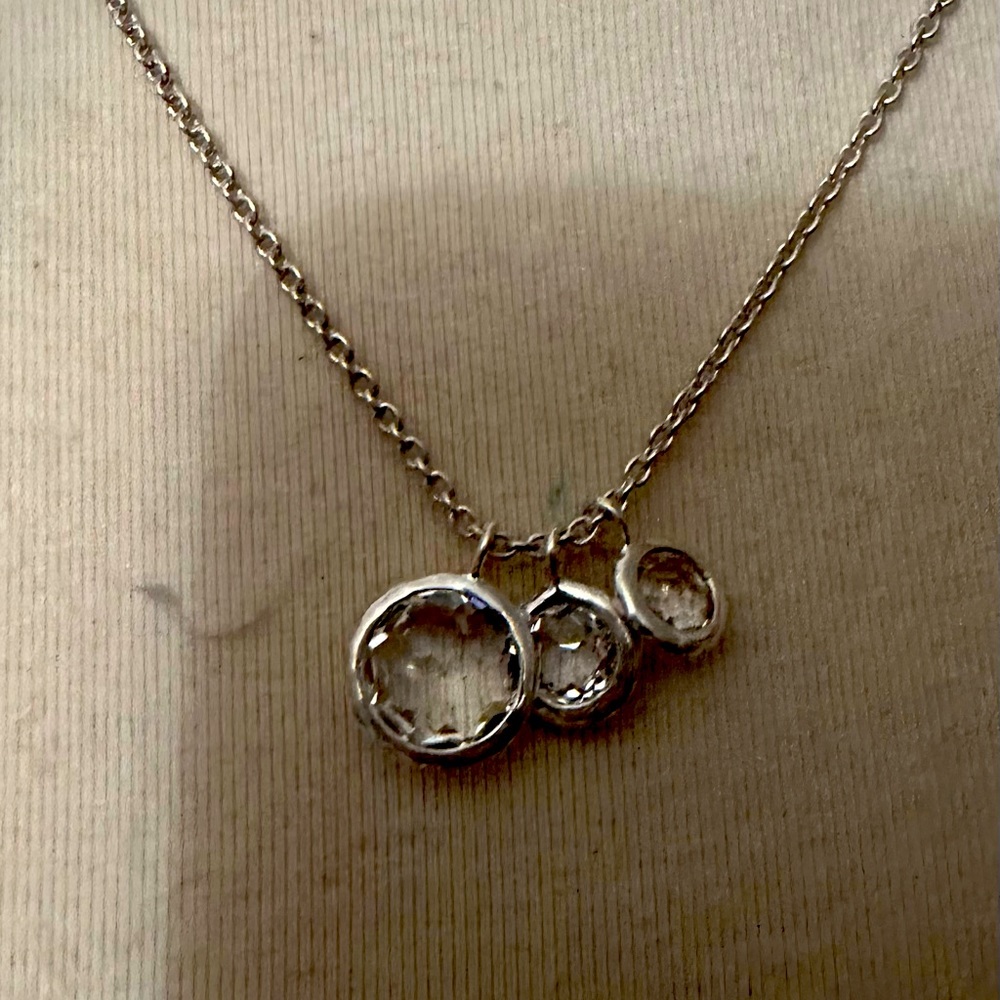 Ippolita triple pendant rock candy silver necklace bezel set stones